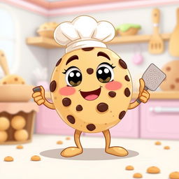 A whimsical and playful cookie character design, anthropomorphic with big expressive eyes and a cheeky smile