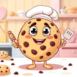 A whimsical and playful cookie character design, anthropomorphic with big expressive eyes and a cheeky smile