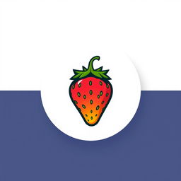 A modern and eye-catching logo for an Instagram profile picture, featuring a vibrant and stylized strawberry as the central element