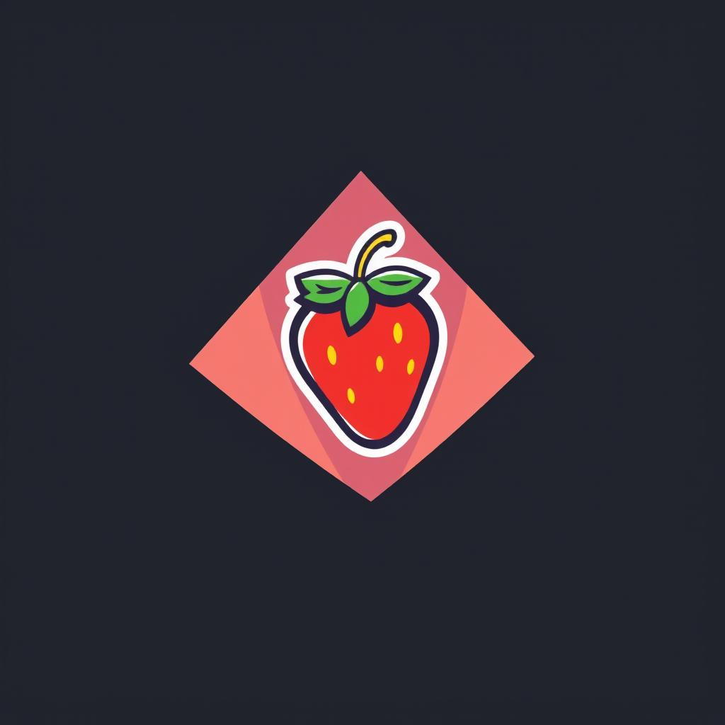 A modern and eye-catching logo for an Instagram profile picture, featuring a vibrant and stylized strawberry as the central element