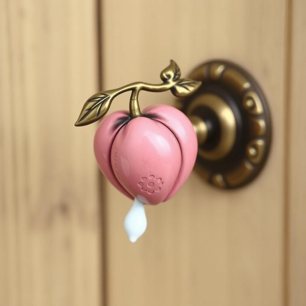 A beautifully designed metal doorknob inspired by the Bleeding Heart flower, showcasing intricate details resembling the flower's unique shape