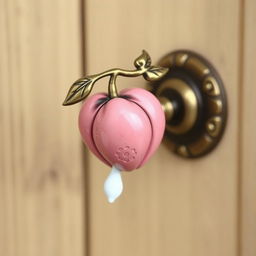 A beautifully designed metal doorknob inspired by the Bleeding Heart flower, showcasing intricate details resembling the flower's unique shape