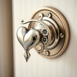 A beautifully designed metal doorknob inspired by the delicate and intricate shape of the bleeding heart flower