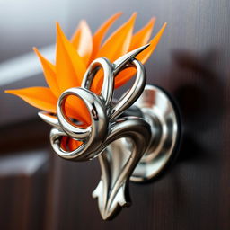 A beautifully designed metal doorknob inspired by the intricate and vibrant form of the Bird of Paradise flower