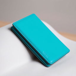 A stylish, modern wallet in a vibrant turquoise color, with a sleek design that prominently features the letters 'WsW' embossed on the bottom