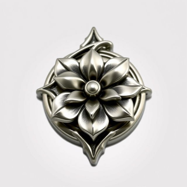 A beautifully crafted metal doorknob inspired by the shape and intricate design of the bleeding heart flower, featuring elegant curves and delicate details, all rendered in a shiny silver finish