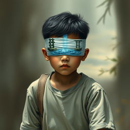 A person walking with a bandage over their eyes, symbolizing a unique interpretation of their surroundings