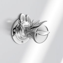 A beautifully crafted metal doorknob inspired by the elegant Bird of Paradise flower, featuring intricate designs that mimic the shape and form of the flower's vibrant petals