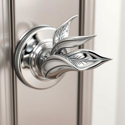 A beautifully crafted metal doorknob inspired by the elegant Bird of Paradise flower, featuring intricate designs that mimic the shape and form of the flower's vibrant petals