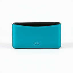 A modern wallet in a striking turquoise color, featuring the letters 'WW' embossed at the bottom in a smaller size and pure white color