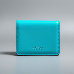 A modern wallet in a striking turquoise color, featuring the letters 'WW' embossed at the bottom in a smaller size and pure white color