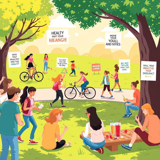 A visually appealing and informative illustration promoting healthy living and preventing risky behaviors among teenagers