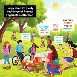 A visually appealing and informative illustration promoting healthy living and preventing risky behaviors among teenagers