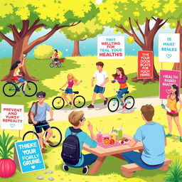 A visually appealing and informative illustration promoting healthy living and preventing risky behaviors among teenagers