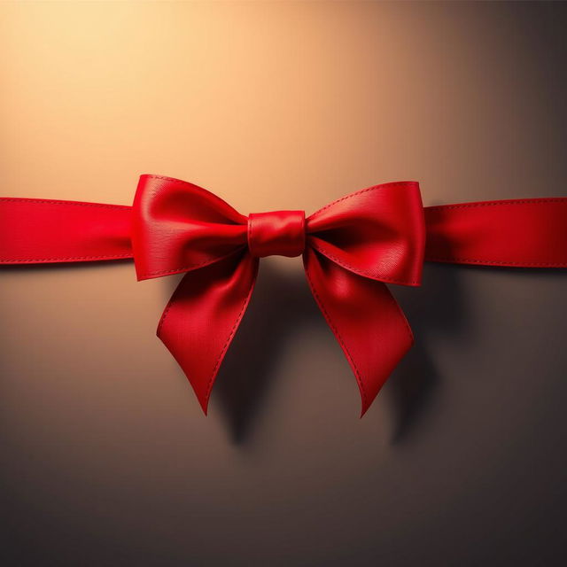 A realistic depiction of a smaller red ribbon styled like the classic detective conan ribbon, featuring a sleek bow and a refined texture, set against a subtle and sophisticated background