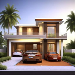 A detailed 2BHK house plan with a 28 feet width and 50 feet length. The design should incorporate a parking area suitable for a car.