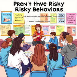 An engaging and educational illustration focused on preventing risky behaviors among teenagers