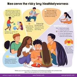 An educational illustration depicting various methods to prevent risky behaviors in teenagers