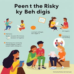 An educational illustration depicting various methods to prevent risky behaviors in teenagers