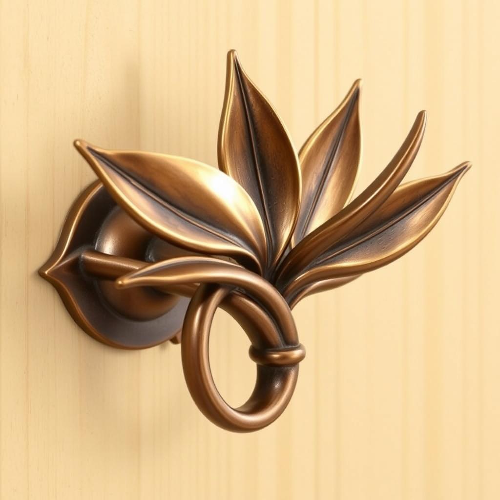 A stunning metal doorknob designed to resemble the Bird of Paradise flower