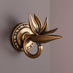A stunning metal doorknob designed to resemble the Bird of Paradise flower