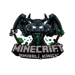 A bold and intricate Minecraft-style logo featuring Herobrine, the infamous character known for his white eyes and spooky presence
