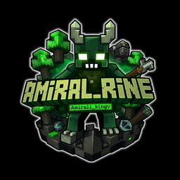 A bold and intricate Minecraft-style logo featuring Herobrine, the infamous character known for his white eyes and spooky presence