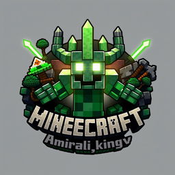 A bold and intricate Minecraft-style logo featuring Herobrine, the infamous character known for his white eyes and spooky presence