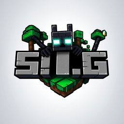 A striking and unique Minecraft-style logo featuring Herobrine, the legendary character with glowing white eyes