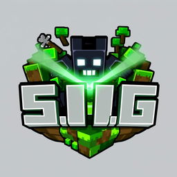 A striking and unique Minecraft-style logo featuring Herobrine, the legendary character with glowing white eyes