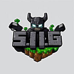 A bold and impressive Minecraft-style logo featuring Herobrine, the iconic character with glowing white eyes