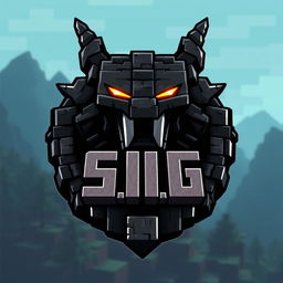 A highly detailed and striking Minecraft-style logo featuring Herobrine, prominently displaying the text 'S