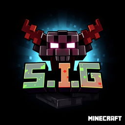 A highly dynamic and impressive Minecraft-inspired logo featuring Herobrine, with the text 'S