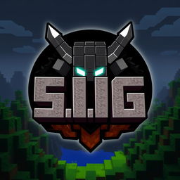 An epic Minecraft-themed logo featuring Herobrine, with the text 'S