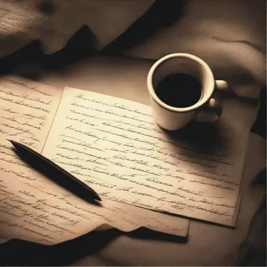 In the dimly lit room, she wrote him a heartfelt love letter with her biro.