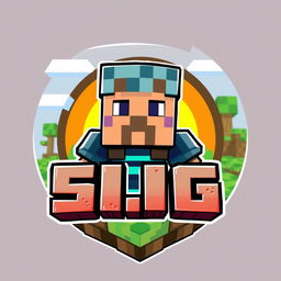 An awesome Minecraft-themed logo featuring a random character, designed in a vibrant and playful style