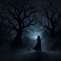 A dark and mystical scene representing the theme of 'The Song of Eternal Darkness'