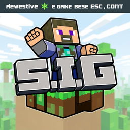 An awesome Minecraft-themed logo featuring a random character, designed in a vibrant and playful style