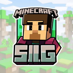 An awesome Minecraft-themed logo featuring a random character, designed in a vibrant and playful style