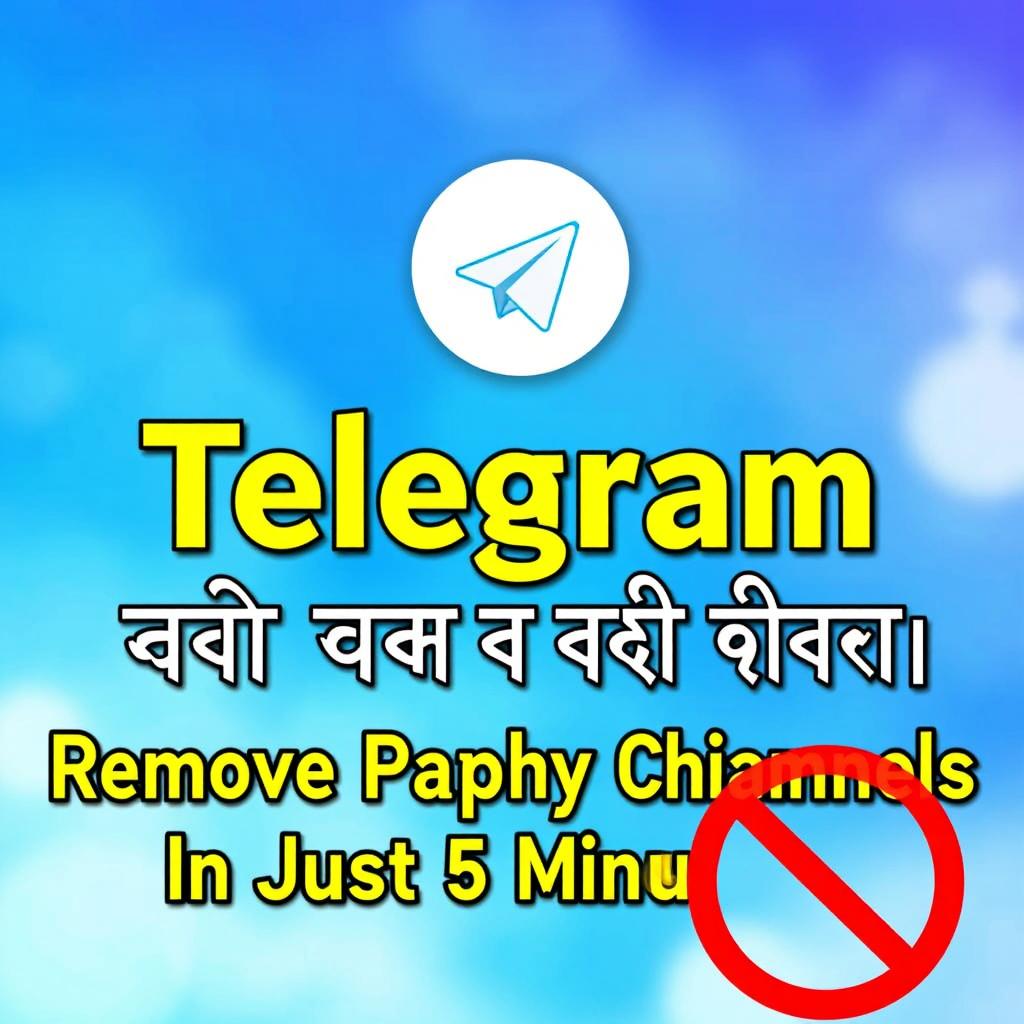 A visually striking thumbnail design featuring the Telegram logo prominently in the center