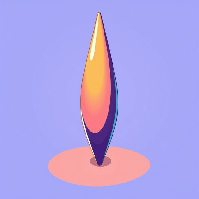 A stylized illustration of a conical body shape, showcasing smooth curves and elegant lines, highlighting the tapering design that resembles a cone