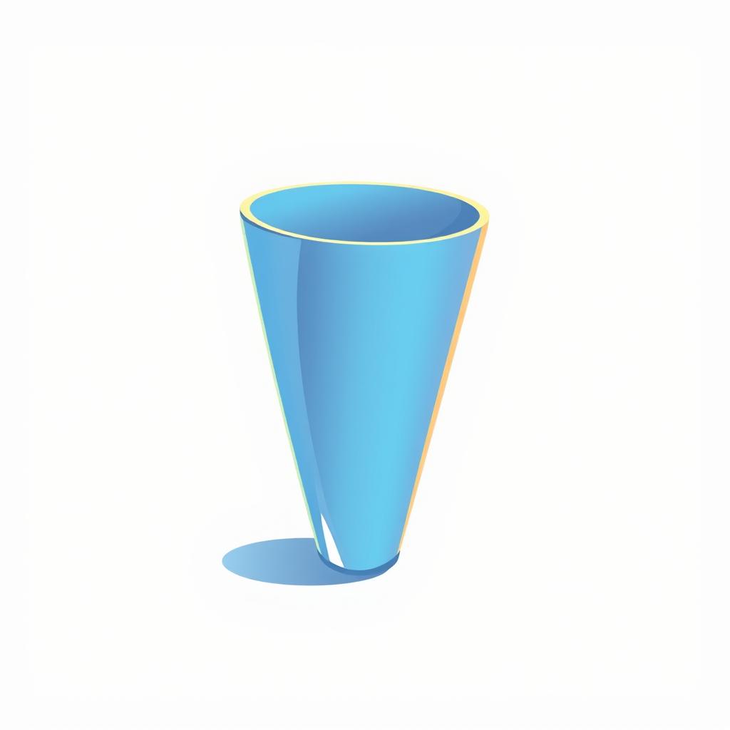 A stylized illustration of a conical body shape, showcasing smooth curves and elegant lines, highlighting the tapering design that resembles a cone