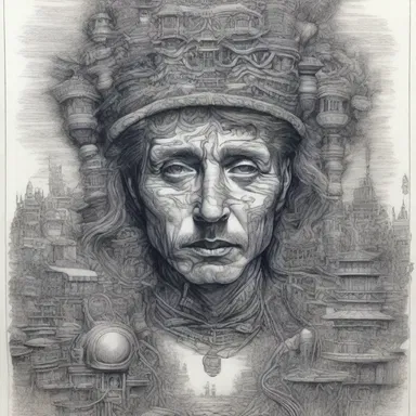 The artist used a biro to create incredibly detailed and intricate drawings.