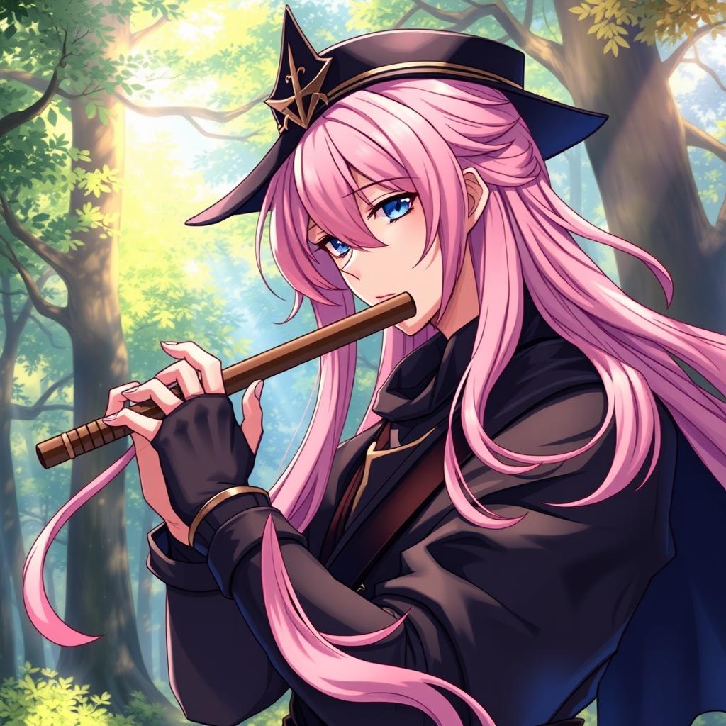 An engaging light novel cover featuring a male character with long, flowing pink hair that cascades gracefully over his shoulders