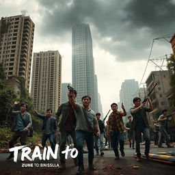 A cinematic scene inspired by a thrilling zombie apocalypse in a deserted urban landscape