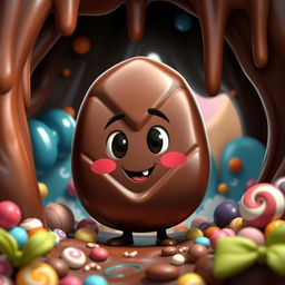 The enchanting tale of a rich, dark chocolate named Cacao, nestled in a vibrant chocolate factory