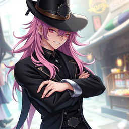 A striking light novel cover featuring a male character with long, flowing pink hair that adds a vibrant touch to his appearance