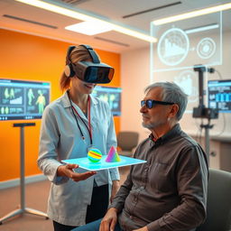 A futuristic occupational therapy session that incorporates advanced technology