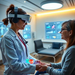A futuristic occupational therapy session that incorporates advanced technology