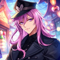 An eye-catching light novel cover featuring a masculine male character with long, flowing pink hair that drapes elegantly around him